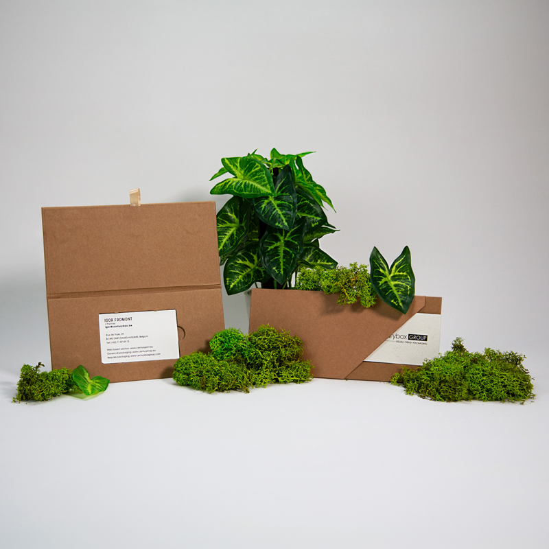 A brown kraft card holder made of recycled paper, with a smooth surface, perfect for holding business cards or credit cards in an eco-friendly and professional way